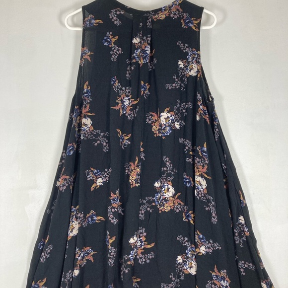 Free People Dresses & Skirts - Free People Mini Dress Womens M Black Sleeveles Trapeze Floral Swing Boho